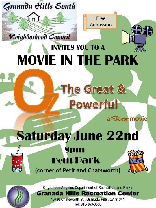 FREE Movie in the Park – Saturday, June 22 – Disney’s “Oz, the Great & Powerful”