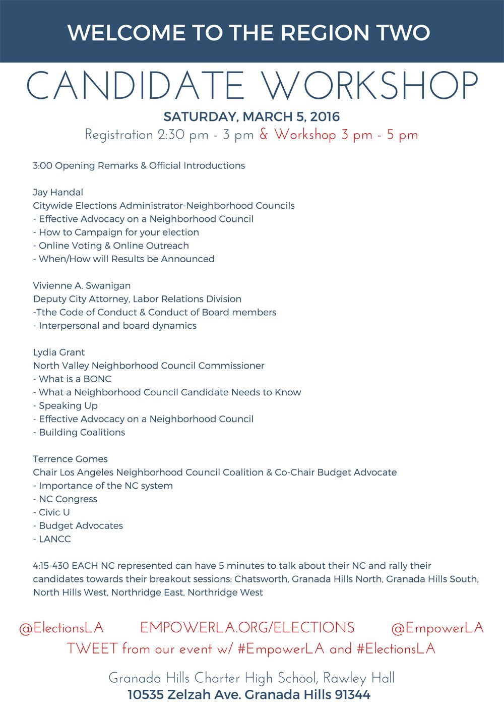 Region Two Election Candidate Workshop – Saturday, March 5