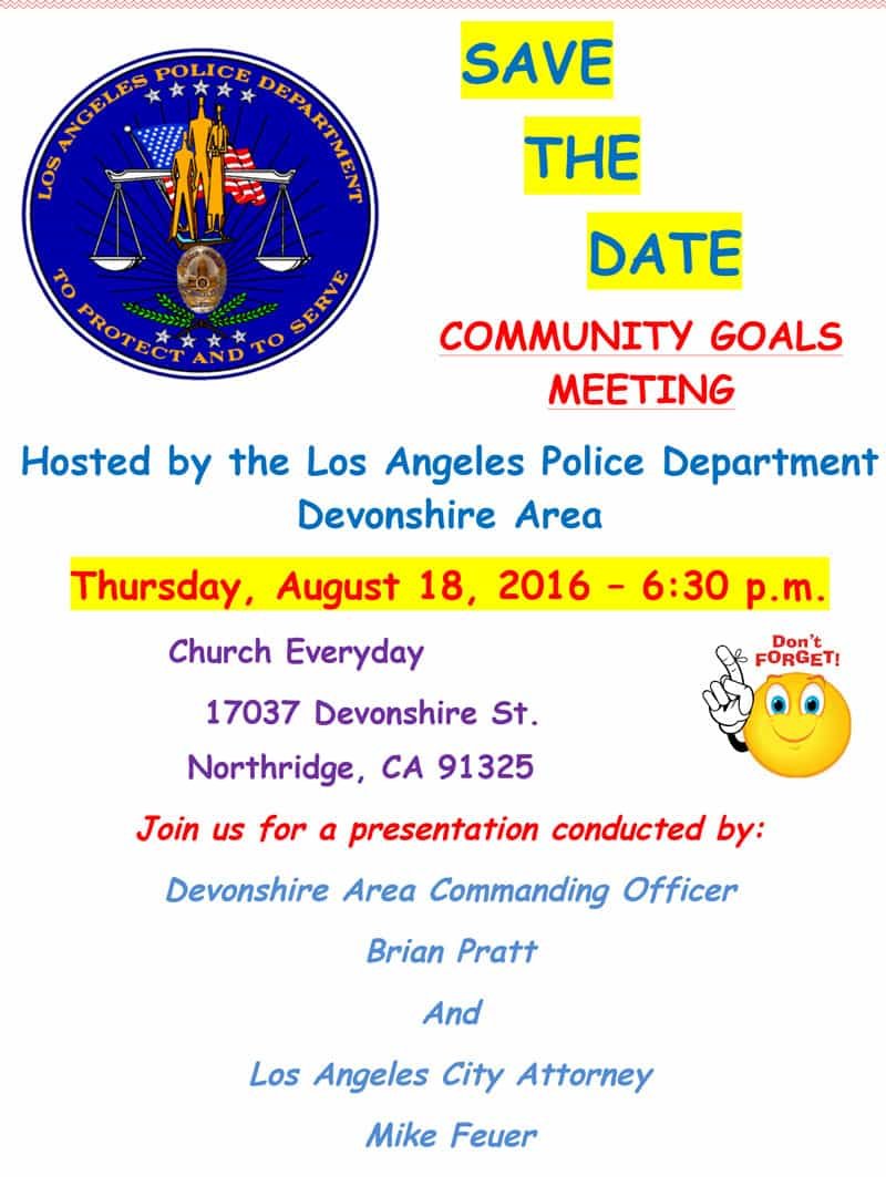 LAPD Devonshire Division Semi-Annual Community Goals Meeting – August 18