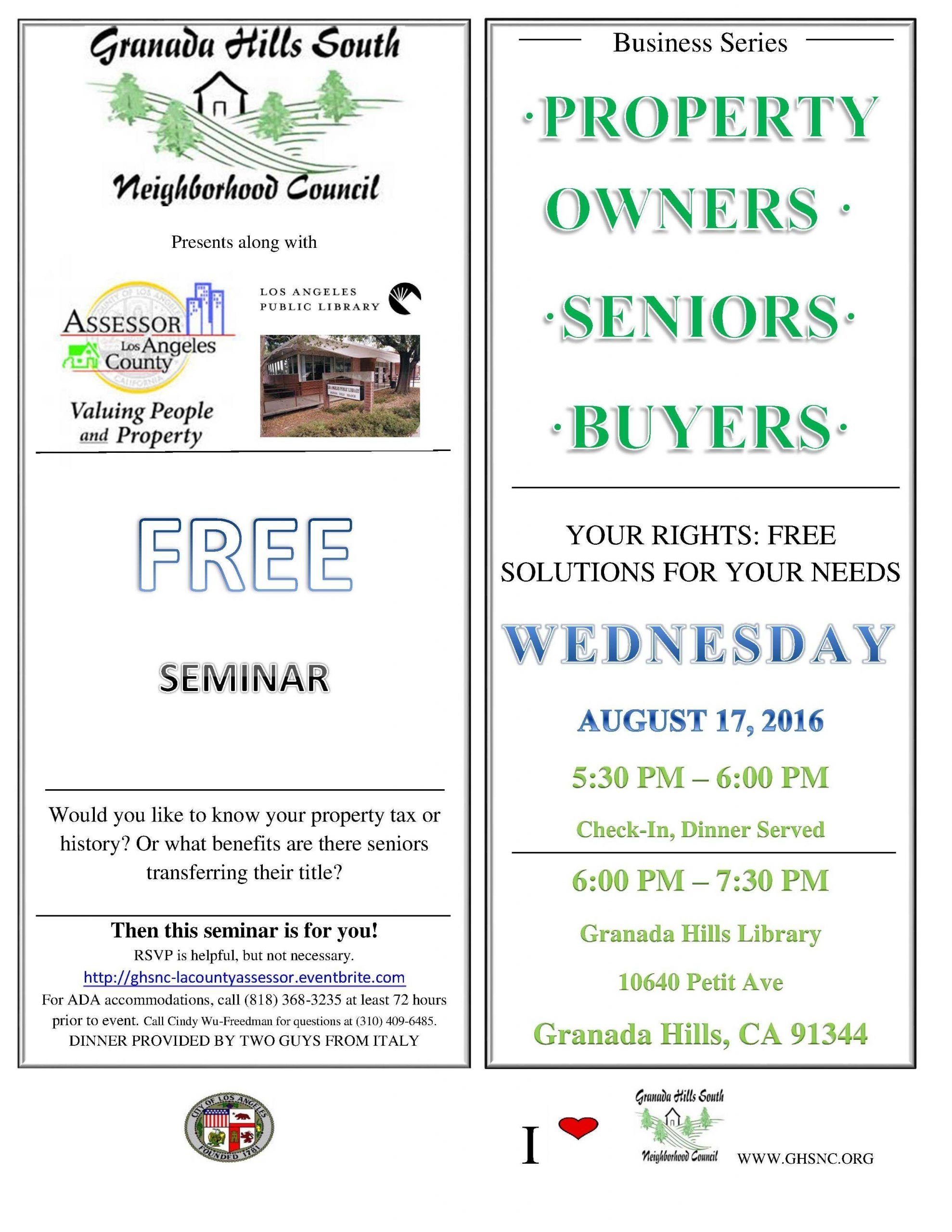 GHSNC Business Series Event for Property Owners, Seniors, and Buyers