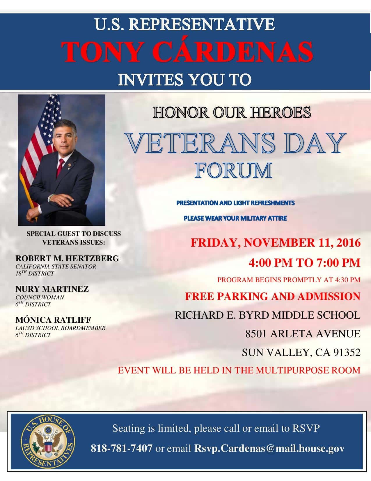 Congressman Tony Cárdenas Veterans Day Forum