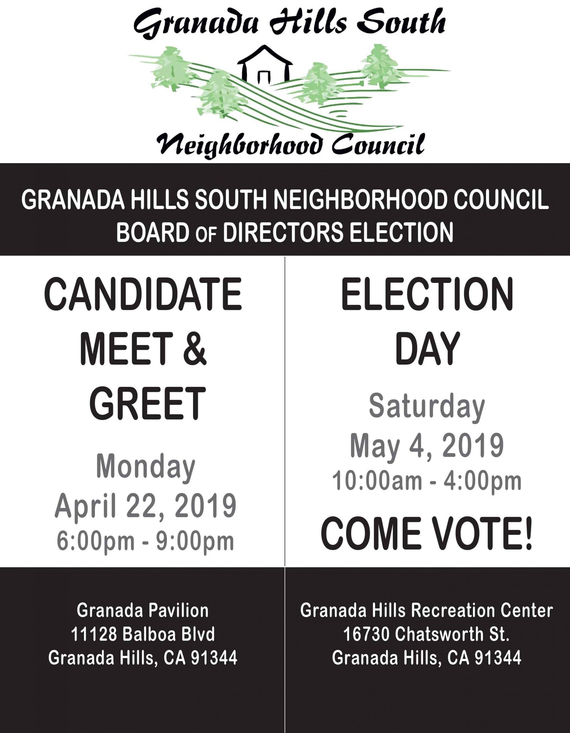 Granada Hills South Neighborhood Council Candidate Meet & Greet