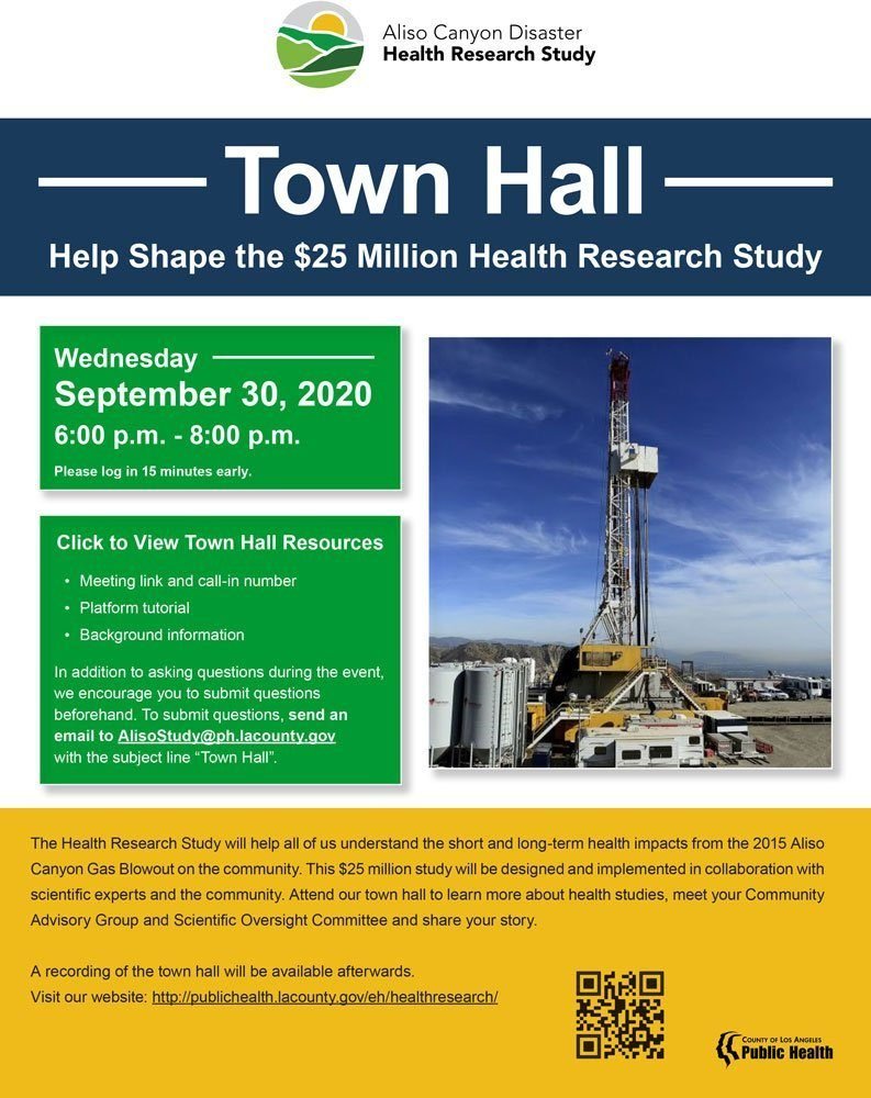 Save the Date! Aliso Canyon Disaster Health Research Study Virtual Town Hall